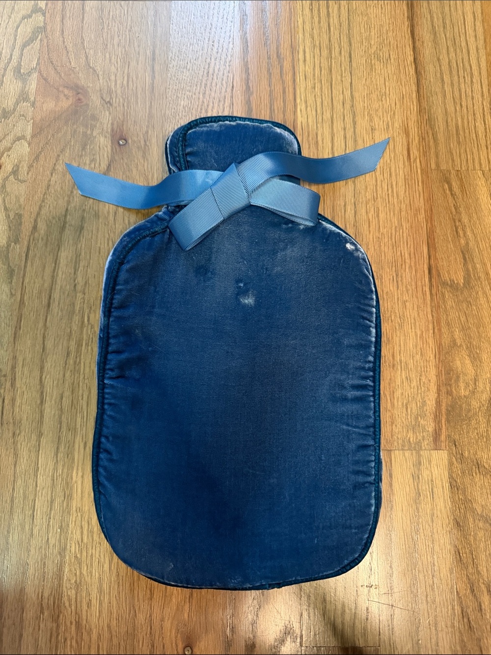 Navy Velvet Hot Water Bottle Cover with Ribbon Tie- Anthropologie